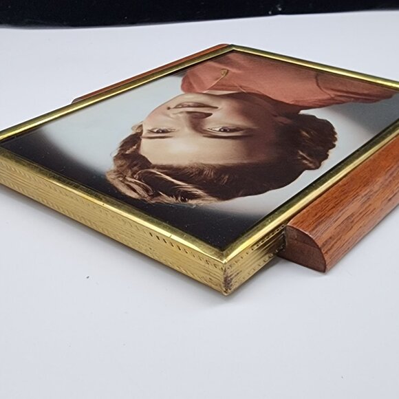 MCM Art Deco Teak Wood & Brass Photo Picture Frame 6.5"x7" VTG - Picture 8 of 9